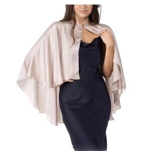 Giani Bernini Women's Satin Capelet Evening Wrap with Closure. NWT Nude Color